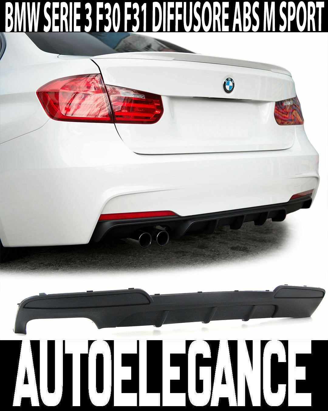 DIFFUSORE DOPPIA USCITA SOTTO PARAURTI LOOK M-PERFORMANCE PER BMW F30 2011