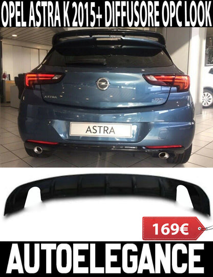 OPEL ASTRA K 2015-2018 REAR DIFFUSER ABS BLACK OPC UNDER BUMPER 1+1