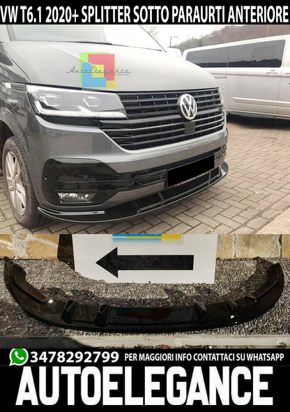 SPLITTER VW TRANSPORTER T6.1 LIFT UNDER FRONT BUMPER ABS BLACK BLADE