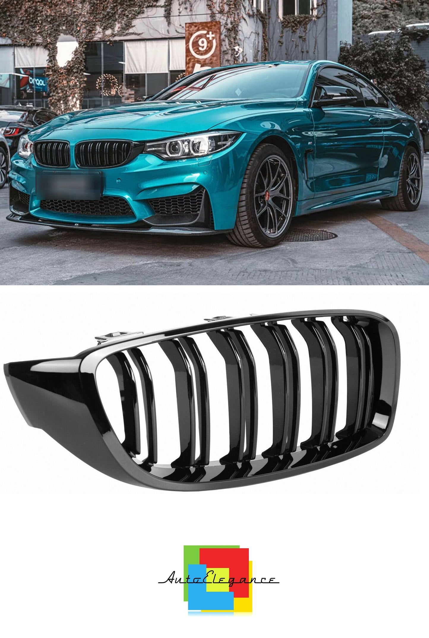 FRONT MUSTACHE GRILLE 4 SERIES F32 F33 F82 F84 GLOSS BLACK LOOK DOUBLE KIDNEY NEWS