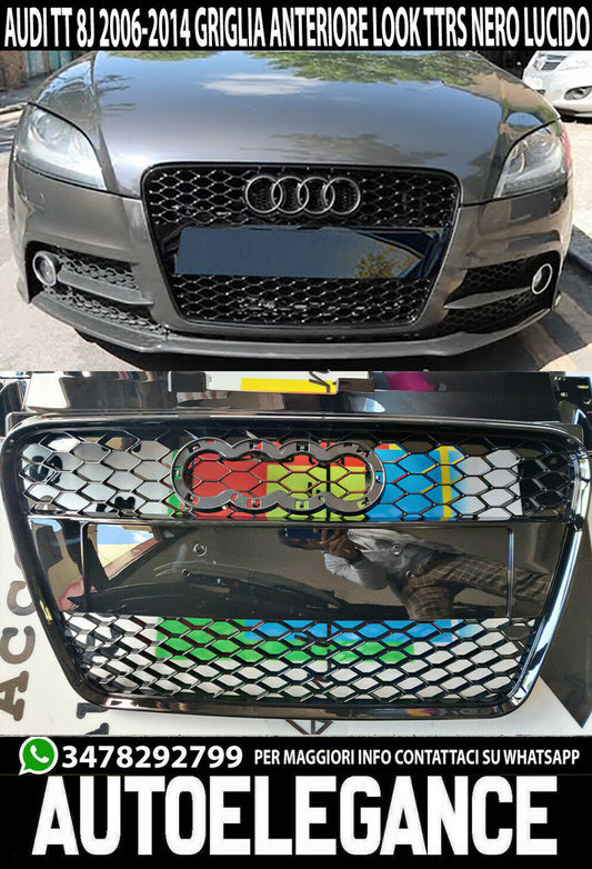 GLOSS BLACK FRONT GRILLE FOR AUDI TT 8J 2006-2014 RSTT HONEYCOMB GRILLE