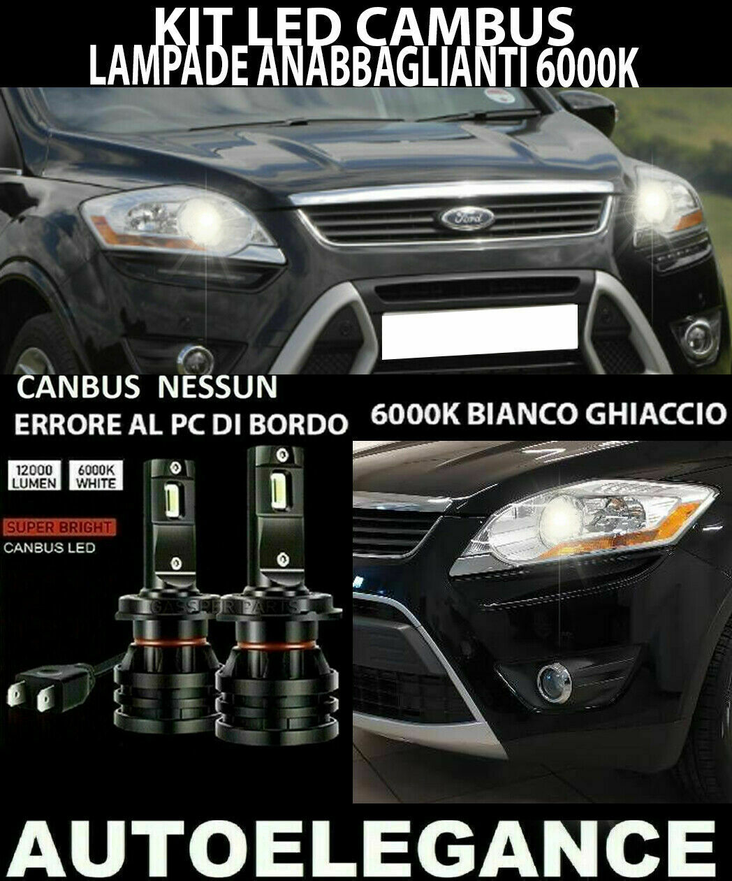 FORD KUGA MK1 I LED LOW BEAM HEADLIGHTS 16.000LM CAMBUS 0032