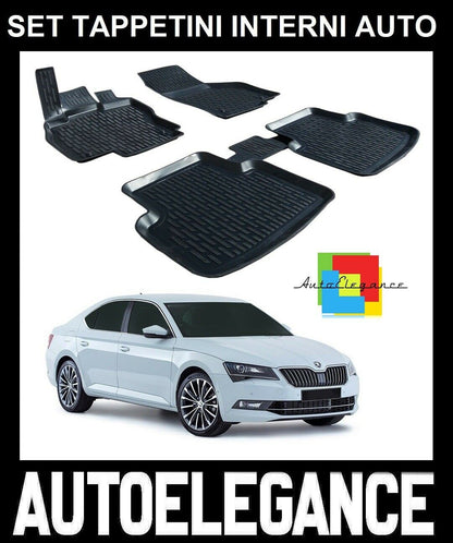 SET OF CUSTOM RUBBER CAR INTERIOR MATS SKODA SUPERB III 2015+ 0032
