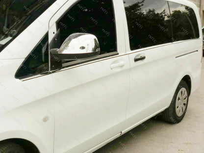 CROMATURA CORNICI FINESTRINI 8PZ MERCEDES VITO W447 2014+LUNGO INOX ADESIVO 0032 AUTOELEGANCERICAMBI
