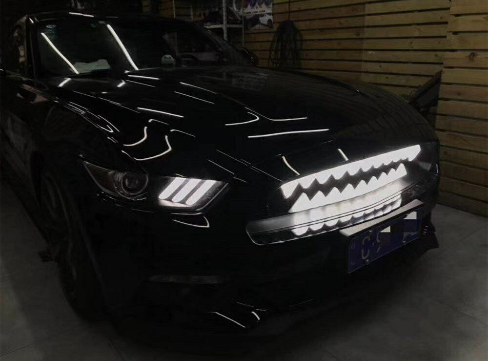 MASCHERINA FORD MUSTANG 2015-2017 GRIGLIA ANTERIORE NERA CON LED