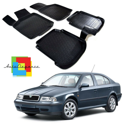 SET OF CAR INTERIOR RUBBER MATS MADE TO MEASURE SKODA OCTAVIA I 1996-2005 0032