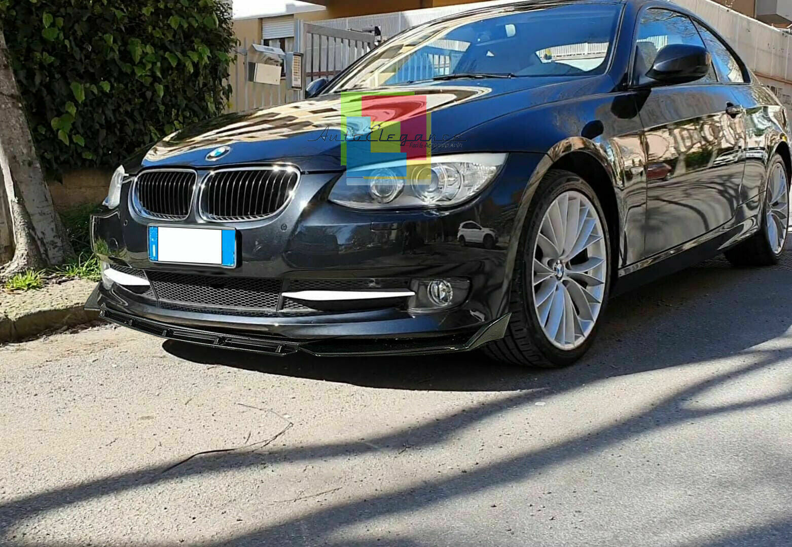 0107 BMW 3 E92 E93 SPLITTER PARAURTI ANTERIORE NERO LUCIDO LOOK RS AUTOELEGANCERICAMBI