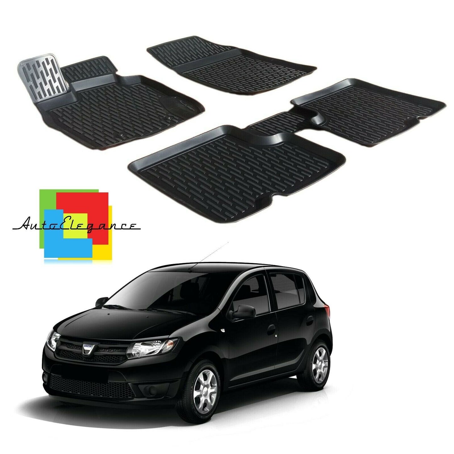 SET OF CAR INTERIOR RUBBER MATS MADE TO MEASURE DACIA SANDERO 2013+ 0032