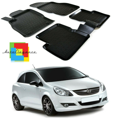 SET OF CAR INTERIOR RUBBER MATS MADE TO MEASURE OPEL CORSA D 2006-2014 0032