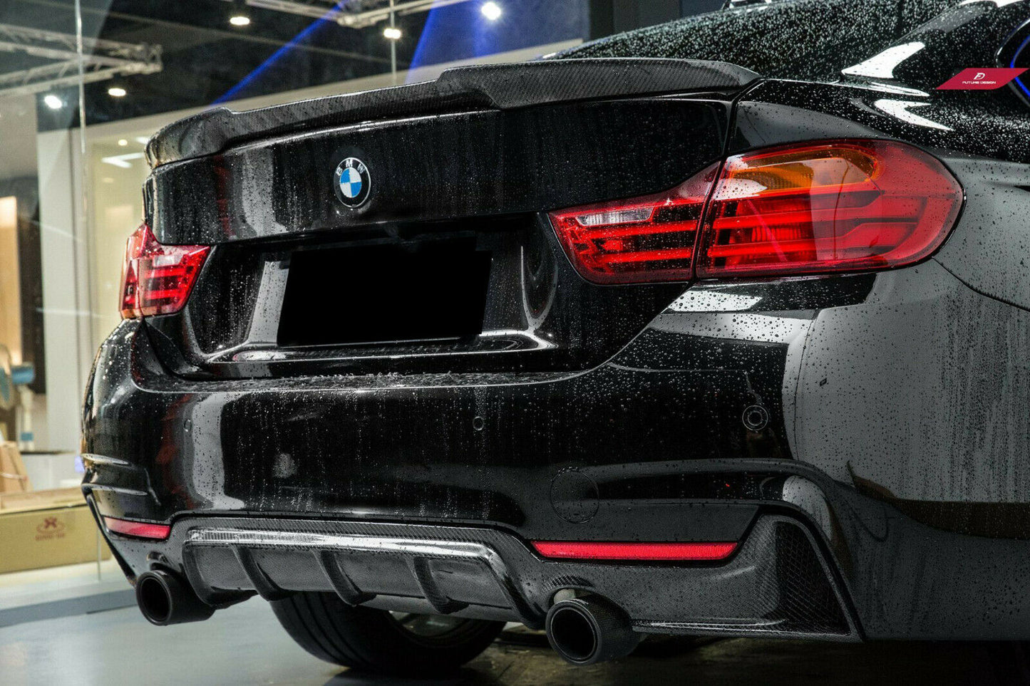 0074 BMW SERIE 4 F32 F33 F36 '13-'19 SOTTO PARAURTI POSTERIORE DIFFUSORE CARBON AUTOELEGANCERICAMBI