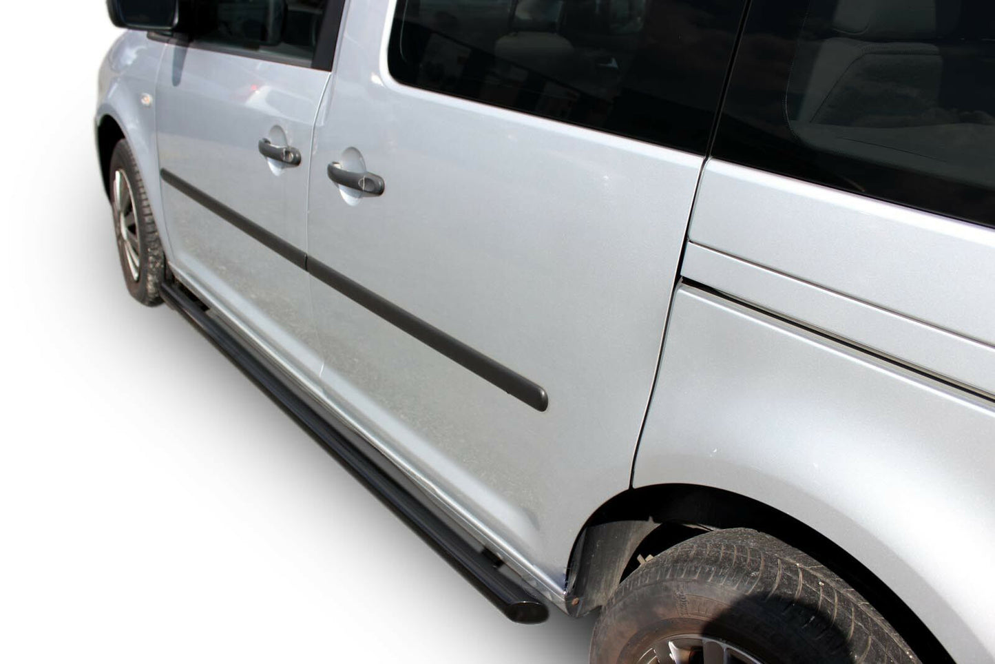 VW CADDY 2003-2015 TUBULAR SIDE STEPS UNDER DOOR - BLACK