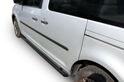 VW CADDY 2003-2015 TUBULAR SIDE STEPS UNDER DOOR - BLACK