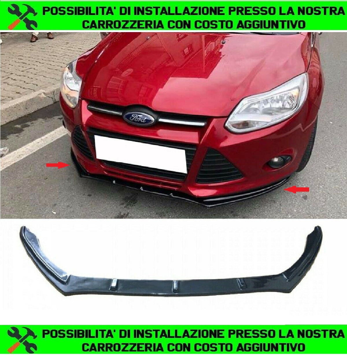 LIP SPOILER SOTTO PARAURTI ANTERIORE FORD FOCUS MK3 III 2011-2014 ABS NERO