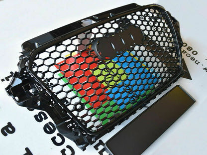 GRIGLIA ANTERIORE NERA NO LOGO PER AUDI A3 8V 2012-2015 CALANDRA RS3 NIDO D'APE