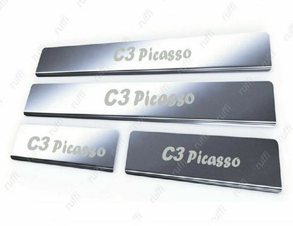 CROMATURA BATTITACCO 4 PORTE CITROEN C3 PICASSO 2009+ ACCIAIO INOX ADESIVO 0032 AUTOELEGANCERICAMBI