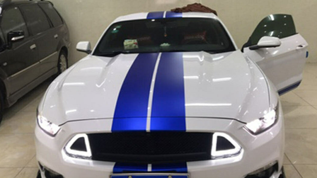 MASCHERINA FORD MUSTANG 2015-2017 GRIGLIA ANTERIORE NERA NIDO D'APE CON LED