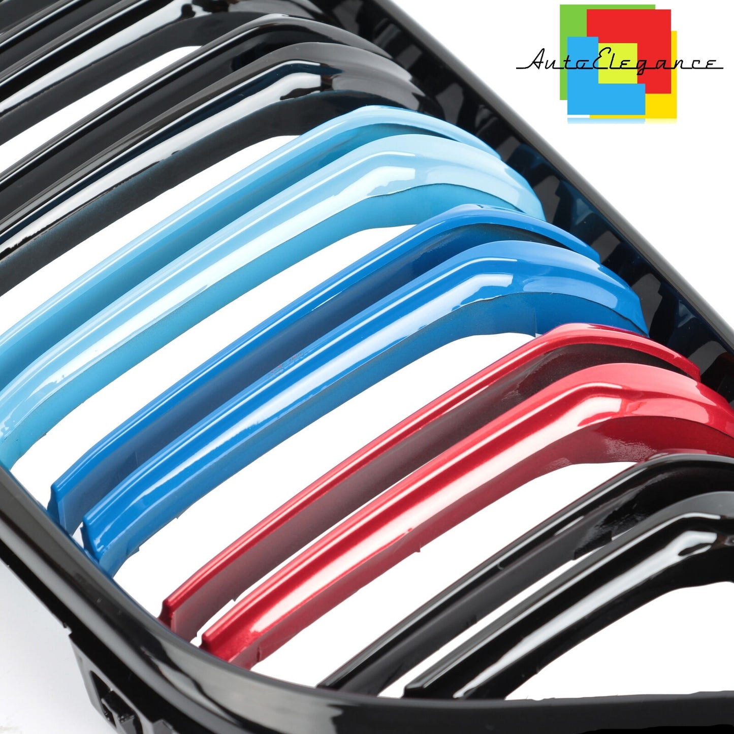 3 SERIES F30 F31 F35 MUSTACHE GRILLE M LOOK GLOSSY BLACK DOUBLE KIDNEY TRICOLOUR NEWS