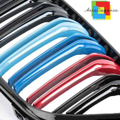 3 SERIES F30 F31 F35 MUSTACHE GRILLE M LOOK GLOSSY BLACK DOUBLE KIDNEY TRICOLOUR NEWS