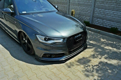AUDI A6 4G C7 FRONT BUMPER SPLITTER GLOSSY BLACK BLADE