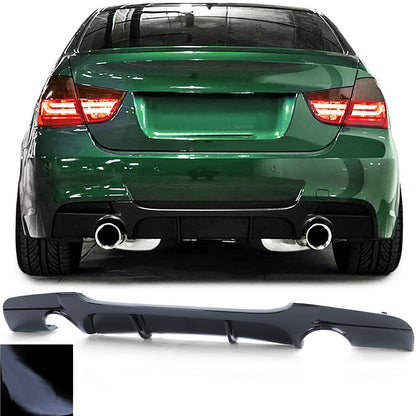 DIFFUSORE POSTERIORE SOTTO PARAURTI BMW SERIE 3 E90 E91 LOOK M NERO LUCIDO 1+1