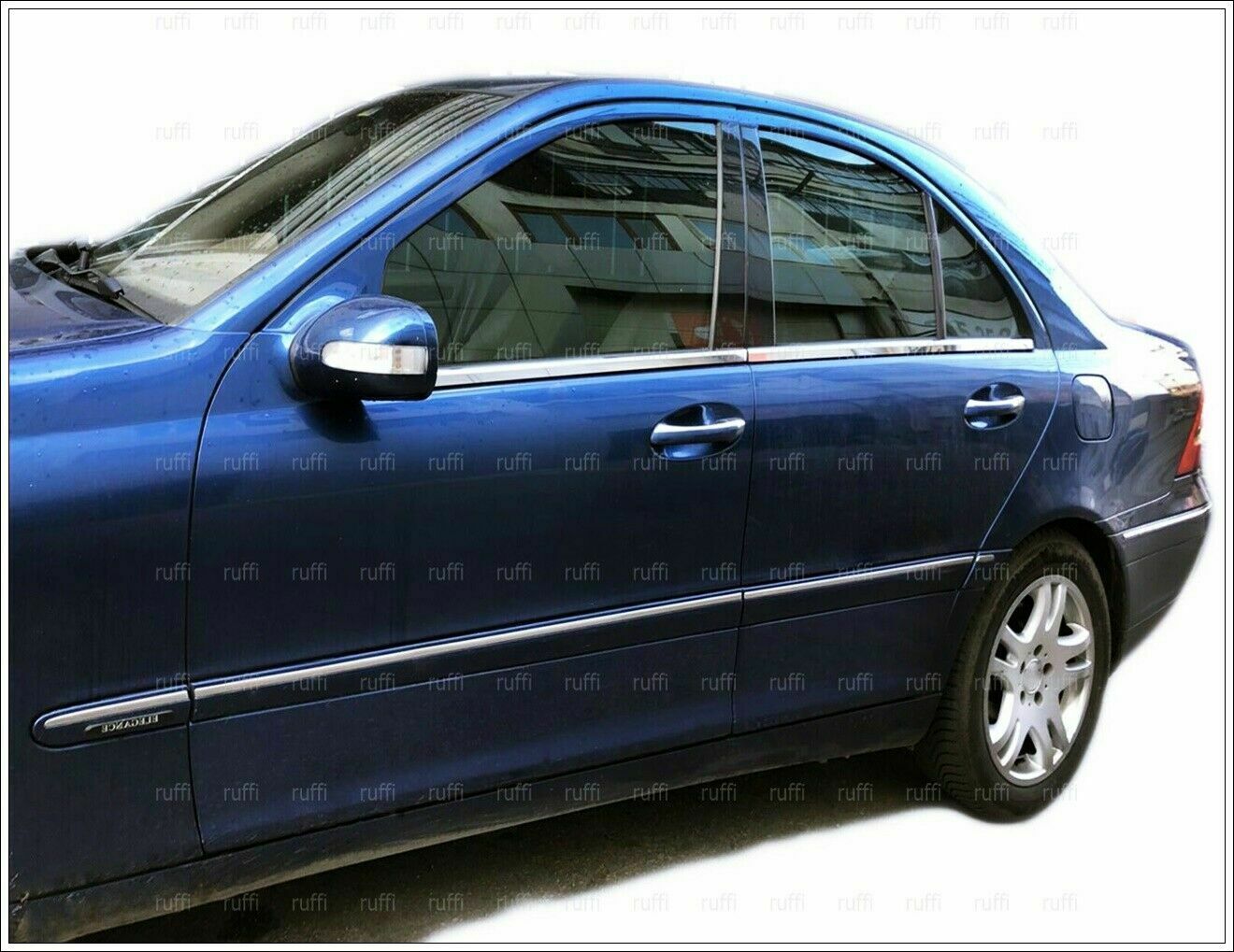 CROMATURA CORNICI FINESTRINI 4PZ MERCEDES C W203 2000-2007 INOX ADESIVO 0032 AUTOELEGANCERICAMBI