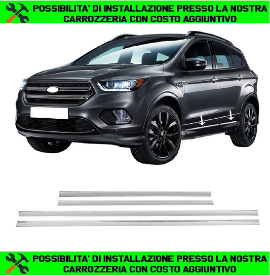 4 PEZZI PROTEZIONI PORTIERE SIDEBAR CROMATE IN ACCIAIO INOX FORD KUGA II 2012-2019 AUTOELEGANCERICAMBI