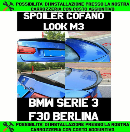 SPOILER POSTERIORE SUL COFANO M3 PER BMW SERIE 3 F30 BERLINA IN ABS - PLASTIC -.