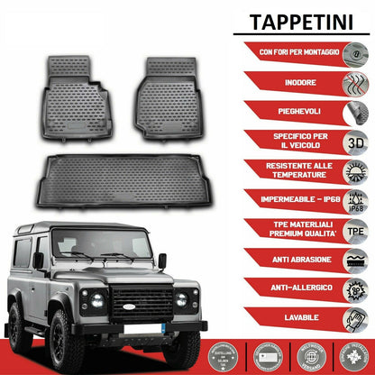 Tappetini Land Rover Defender 110 in forma 3D tappetini in gomma con bordo