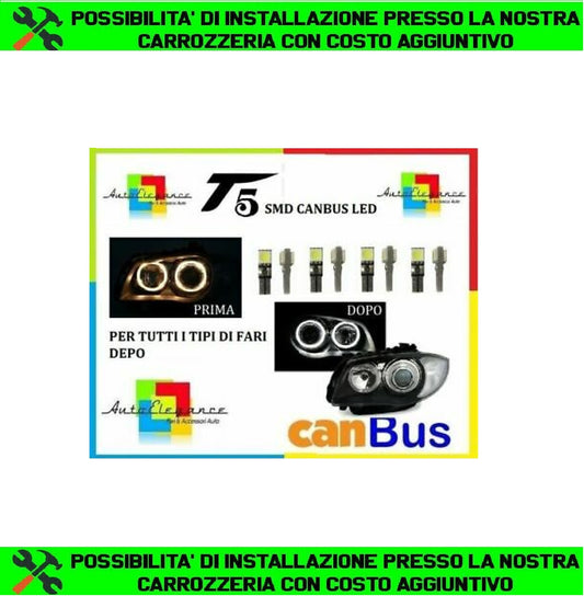16 PEZZI LAMPADINE T5 LED SMD CANBUS 5050 ANGEL EYES BIANCHI PER FARI BMW E87 SERIE 1 6000K AUTOELEGANCERICAMBI