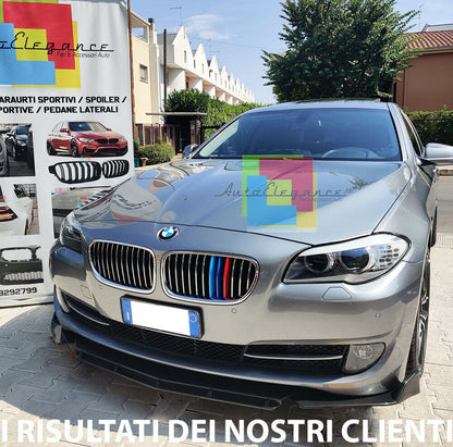 0226 BMW SERIE 5 F10 F11 SPLITTER PARAURTI ANTERIORE NERO LUCIDO LOOK RS AUTOELEGANCERICAMBI