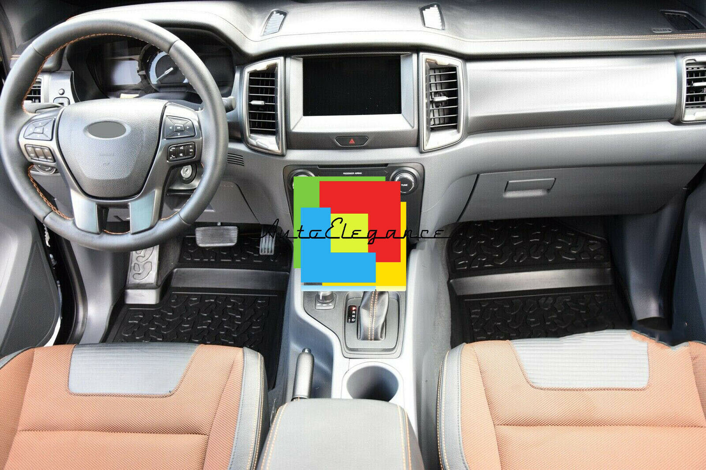 SET OF CUSTOM RUBBER CAR INTERIOR MATS FORD RANGER T6 - T7 0032