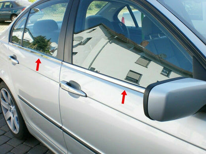 CROMATURA CORNICI FINESTRINI 4PZ BMW 3 F46 1998-2005 ACCIAIO INOX ADESIVO 0032 AUTOELEGANCERICAMBI