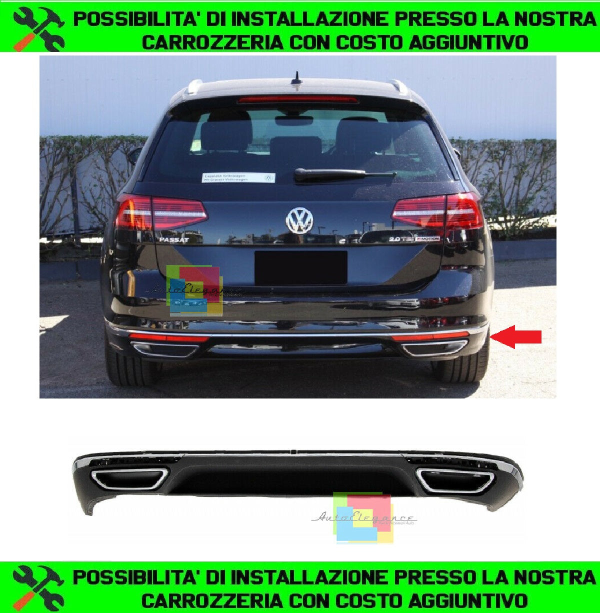 VW PASSAT 3G B8 2015 TO 2019 UNDER BUMPER RLINE ABS DIFFUSER CHROME PROFILES