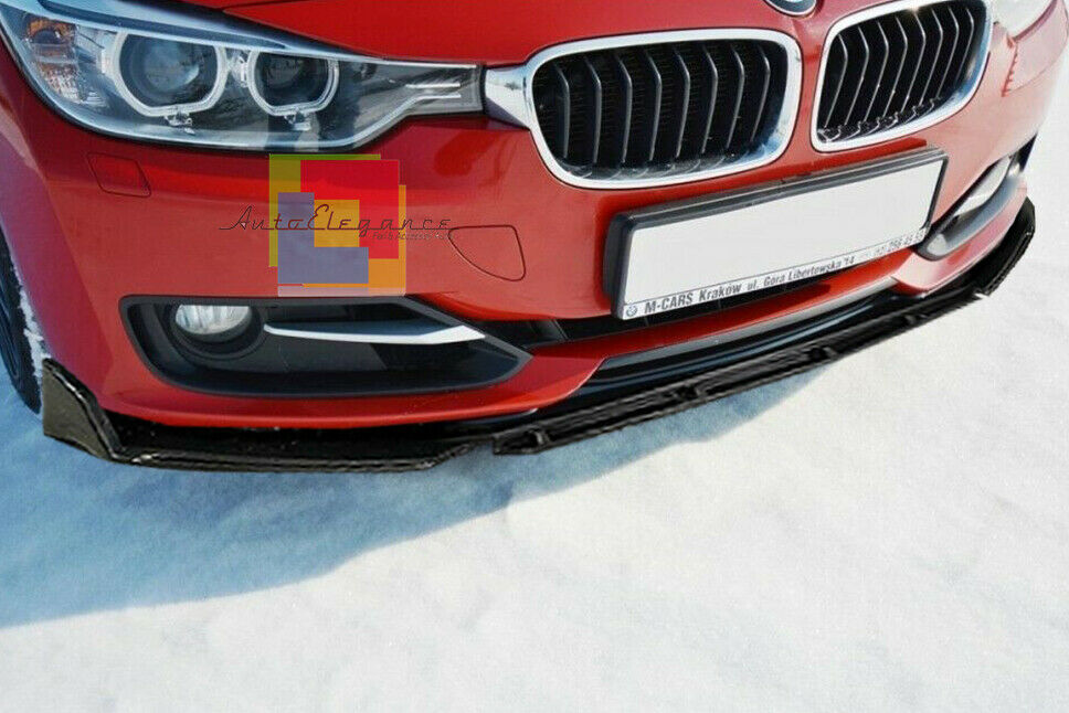 0104 BMW SERIE 3 F30 F31 2011+ SPLITTER PARAURTI ANTERIORE NERO LUCIDO LOOK RS AUTOELEGANCERICAMBI