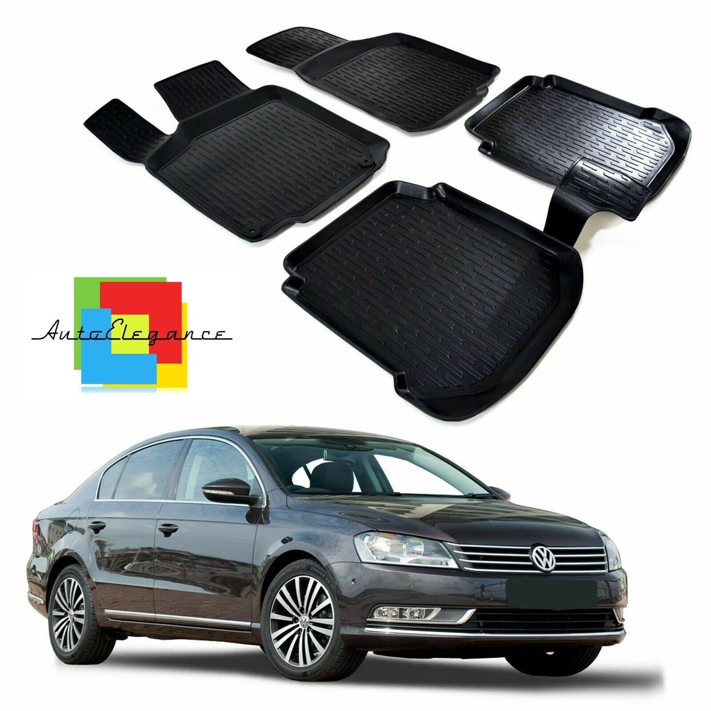 SET OF CUSTOM RUBBER CAR INTERIOR MATS VW Passat B7 2010-2014 0032