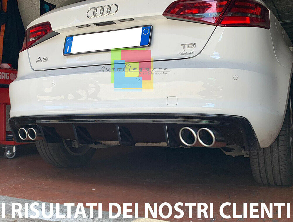 AUDI A3 8V SPORTBACK 2012-2016 DIFFUSORE POSTERIORE QUATTRO SCARICHI LOOK RS3 AUTOELEGANCERICAMBI