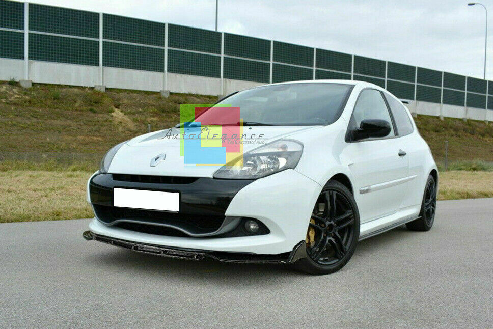 0110 RENAULT CLIO III SPLITTER PARAURTI ANTERIORE NERO LUCIDO LOOK RS AUTOELEGANCERICAMBI