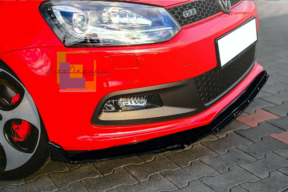 0115 VW POLO GTI 6R SPLITTER PARAURTI ANTERIORE NERO LUCIDO LOOK RS AUTOELEGANCERICAMBI