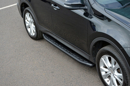 TOYOTA RAV4 RAV-4 2013-2018 PEDANE LATERALI SOTTO PORTA NERE ALLUMINIO