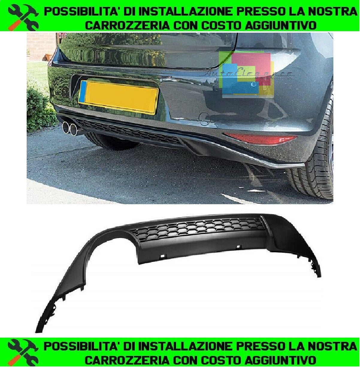 DIFFUSORE POSTERIORE DESIGN GTI SOTTO PARAURTI VW GOLF 7 VII 2012-2017