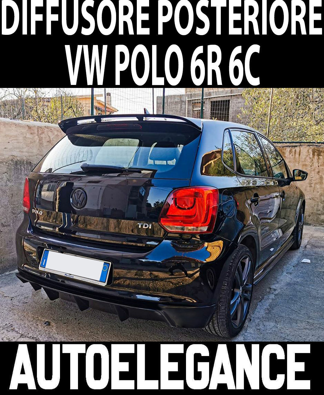 VW POLO 6R 2009-2014 SOTTO PARAURTI POSTERIORE DIFFUSORE ABS LOOK RLINE