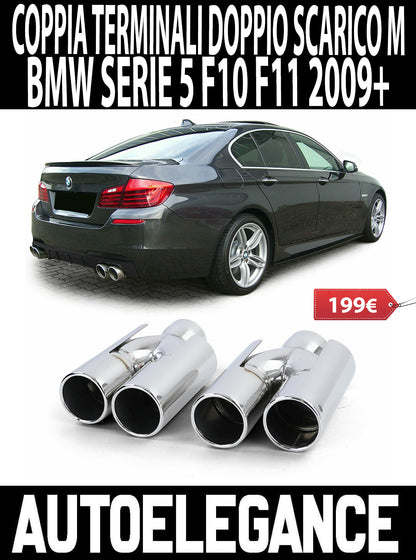 BMW SERIE 5 F10 F11 TERMINALI DI SCARICO IN ACCIAIO INOX LOOK M SPORT M5 AUTOELEGANCERICAMBI