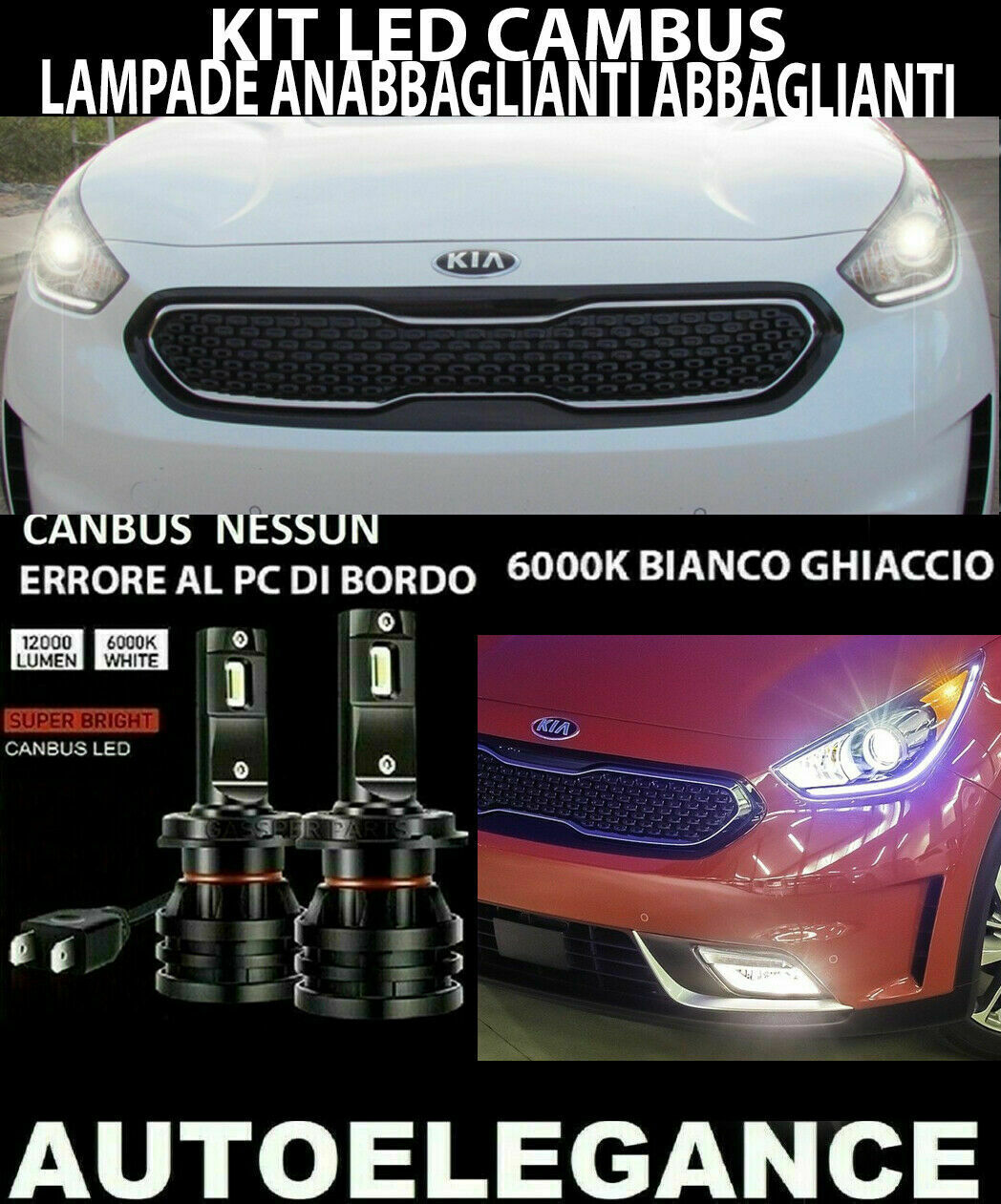 KIA NIRO LOW BEAM HIGH BEAM LED LAMPS 16.000LM 0032