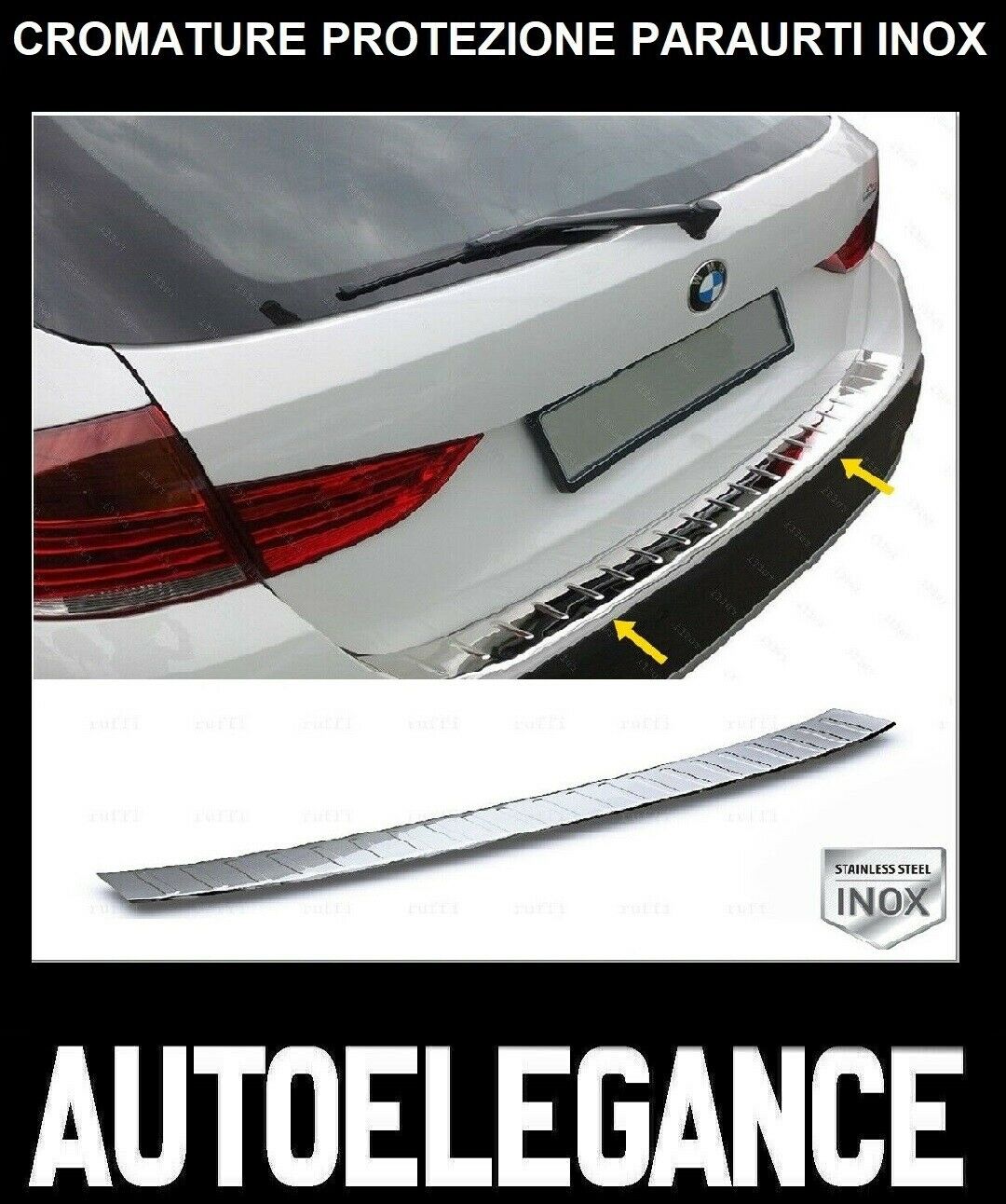 CROMATURA PROTEZIONE PARAURTI POSTERIORE BMW X1 F48 2014+ INOX ADESIVO 0032 AUTOELEGANCERICAMBI
