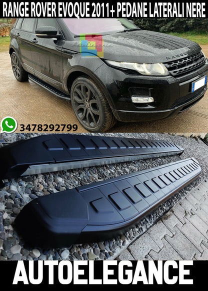 PEDANE LATERALI PER RANGE ROVER EVOQUE 2011-2018 SOTTO PORTA ALLUNINIO NERO -