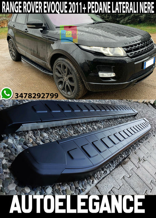 PEDANE LATERALI PER RANGE ROVER EVOQUE 2011-2018 SOTTO PORTA ALLUNINIO NERO -