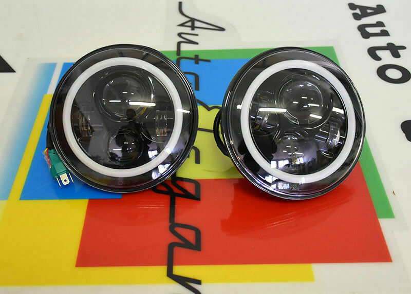 JEEP WRANGLER JK 2007+ FARI ANTERIORI LED CON LUCI DIURNE BIANCO ANGEL EYES