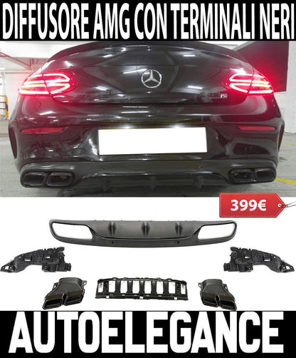 MERCEDES C C205 A205 2014-2019 REAR DIFFUSER ABS AND AMG TIPPER C63 -