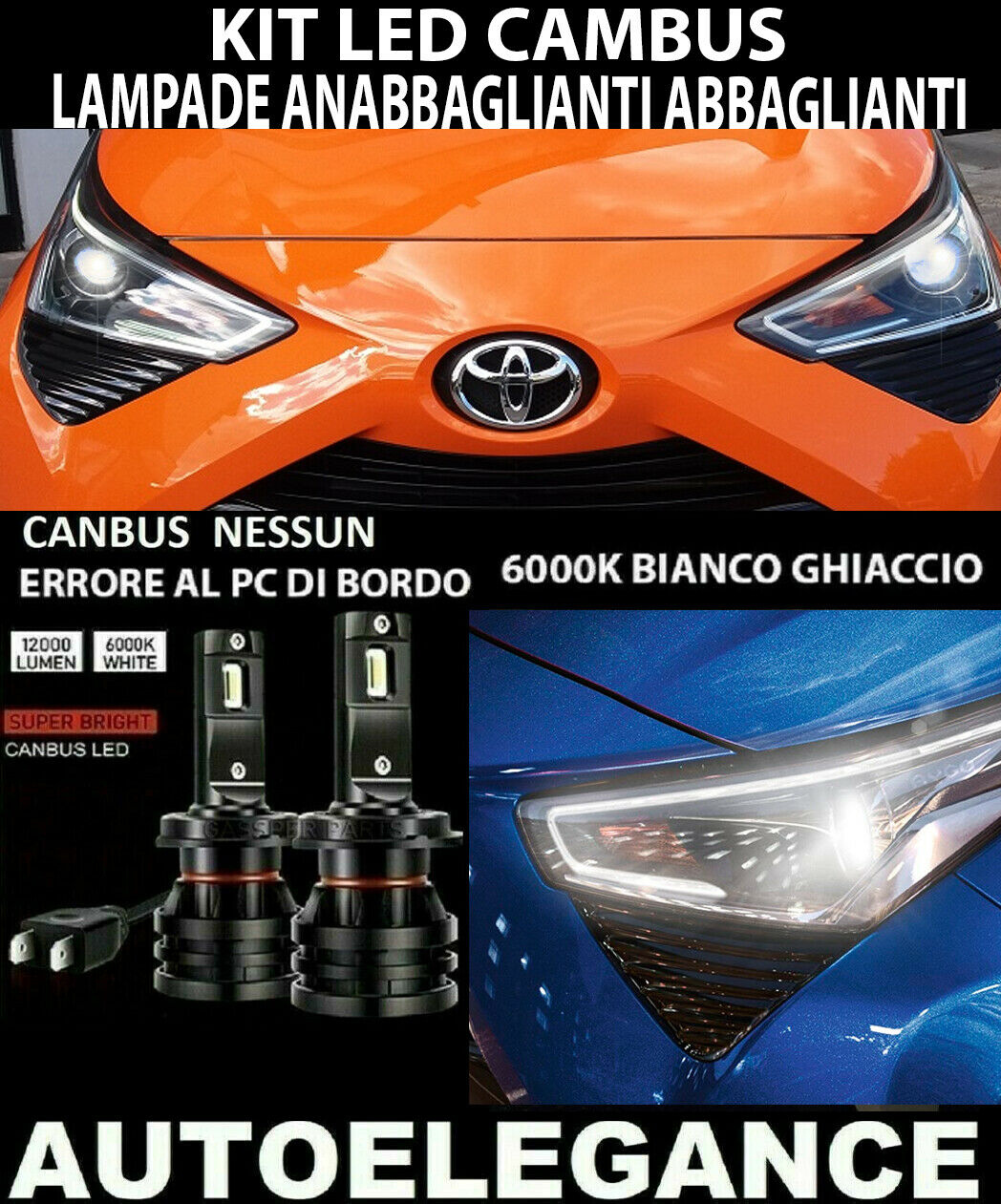 TOYOTA AYGO B4 LOW BEAM HIGH BEAM HIR2 LED 16.000LM
