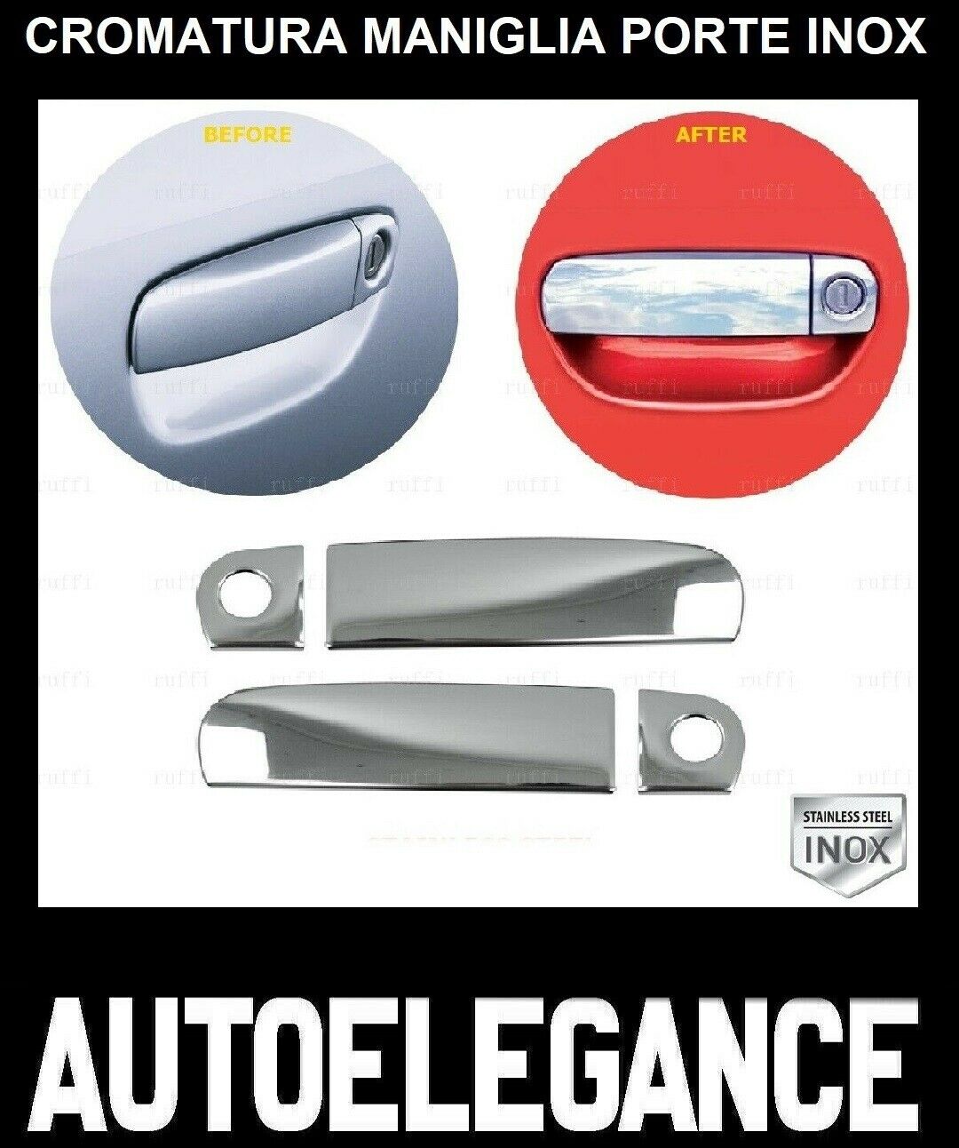 CROMATURA MANIGLIE 2 PORTE AUDI A3 8L 8P 1998-2008 ACCIAIO INOX ADESIVO 0032 AUTOELEGANCERICAMBI